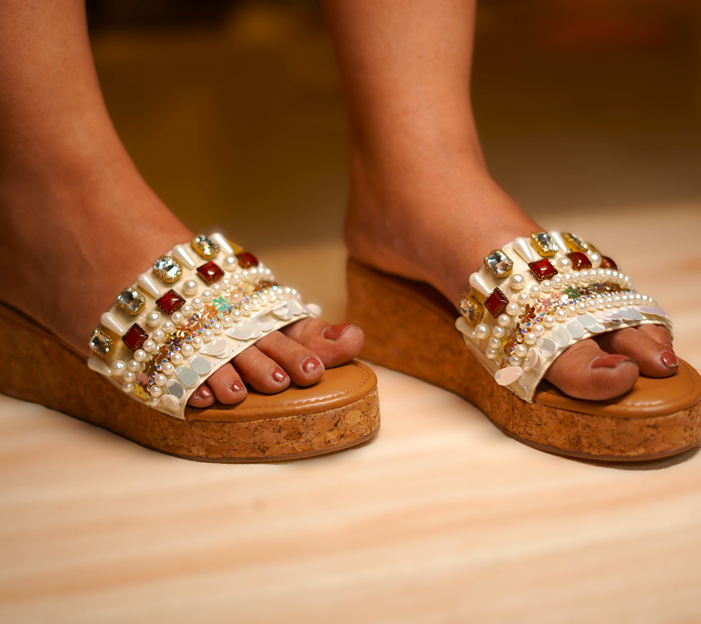 GEMWEDGE PEARL HEELS