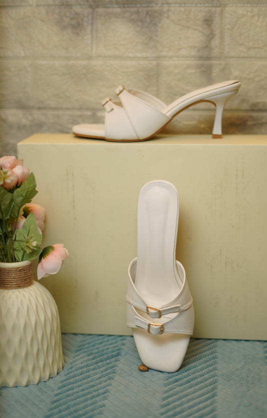 BRUNELLE - WHITE STILETTO HEELS